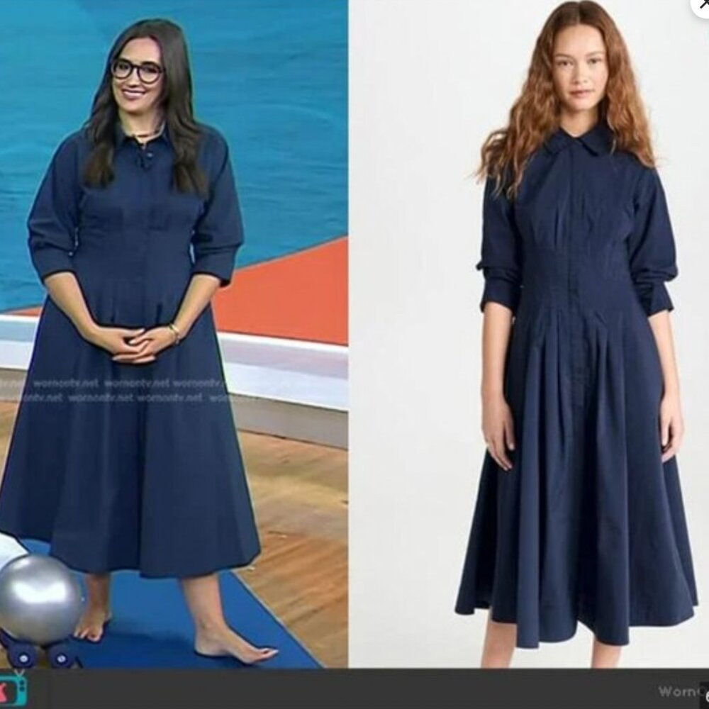 BEST Simkhai The Jazz Midi Dress Midnight Navy Blue Pleated Cotton S/M/L - Picture 4 of 13